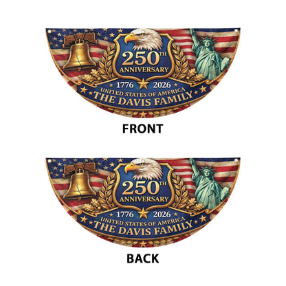 Personalized 250th Anniversary USA Flag – Custom Family Name, Eagle, Liberty Bell, 1776-2026
