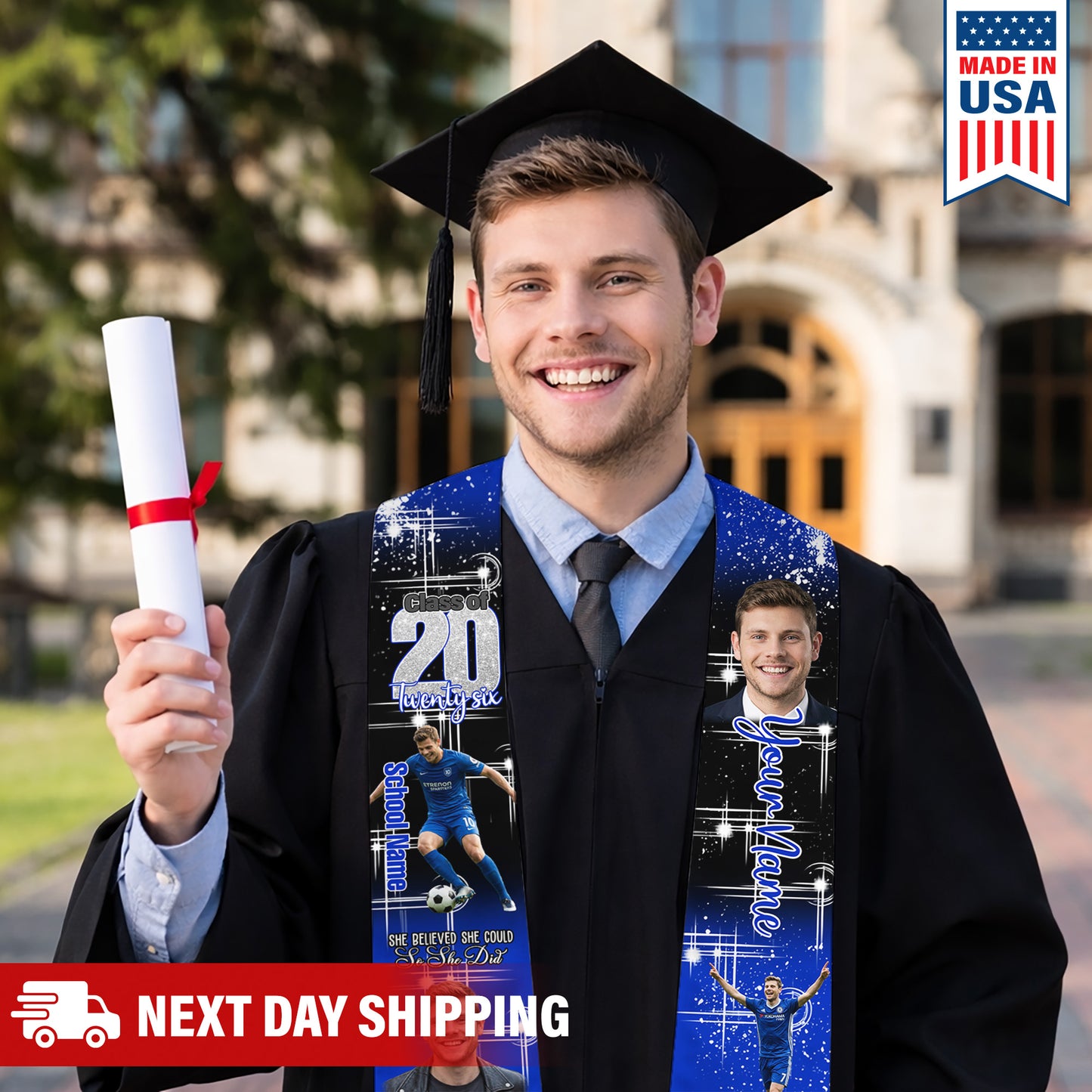 Custom Name & Photo She Believed She Could Graduation Stoles