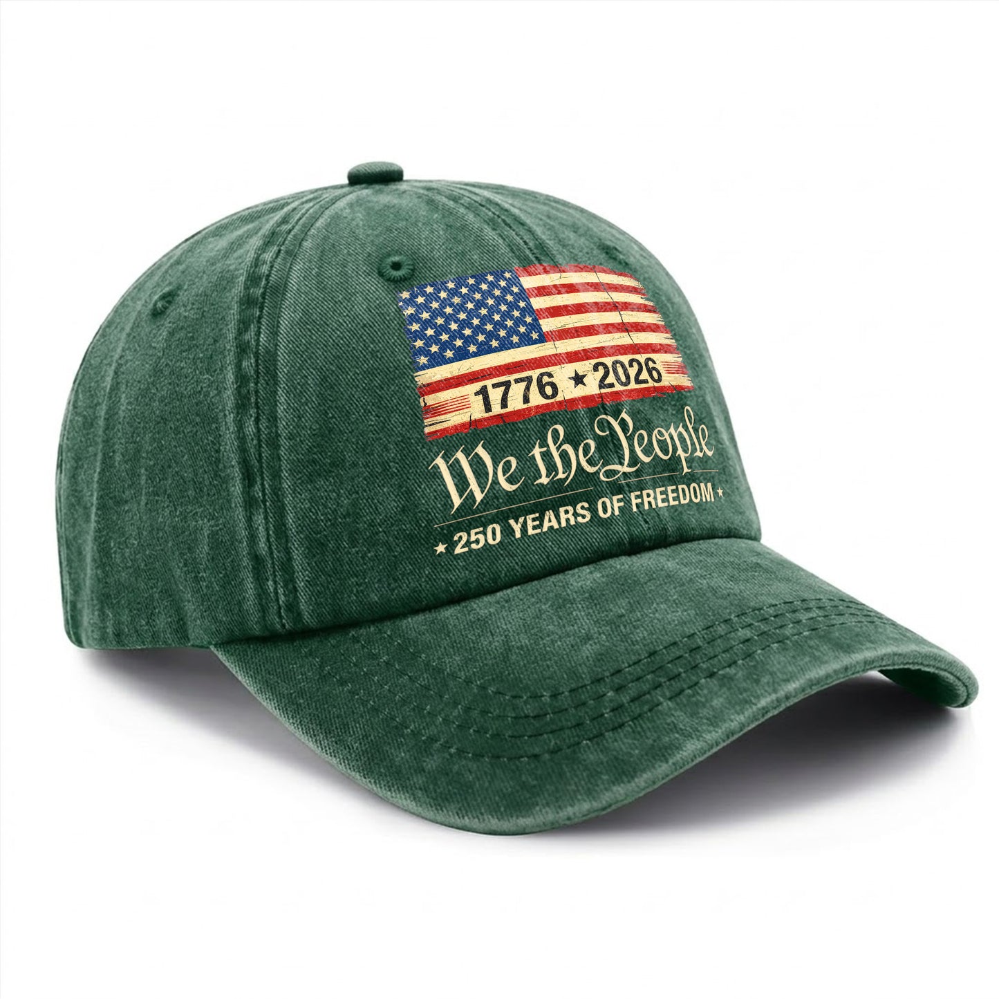 Patriotic USA We The People Printed Vintage Washed Baseball Cap | 250th Anniversary Hat