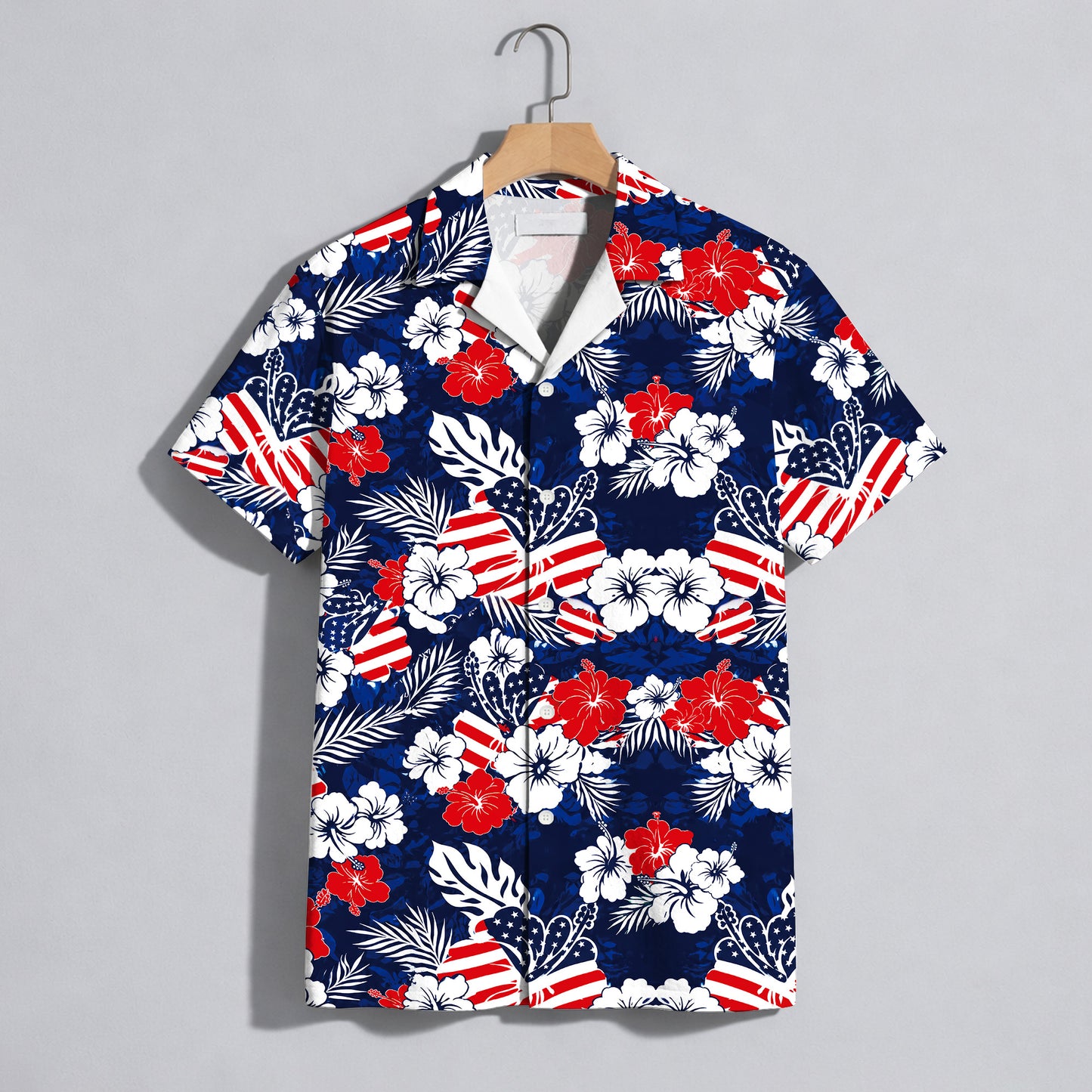 Patriotic Hawaiian Floral 250th Anniversary American Flag Hawaiian Shirt