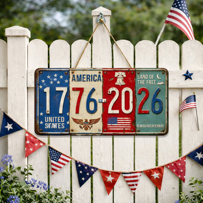 250th Anniversary USA Wood Sign – Rustic American Flag, Eagle, and Liberty Bell, Gift for Patriots