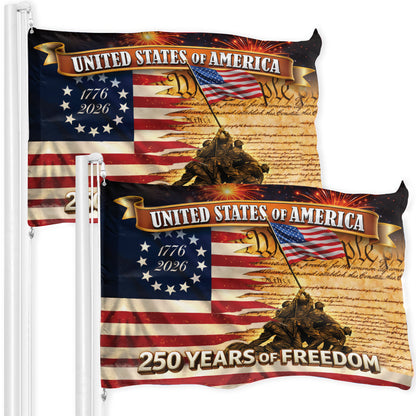 250 Years of Freedom USA Flag – 1776-2026 Patriotic American Flag, 250th Anniversary Flag Design