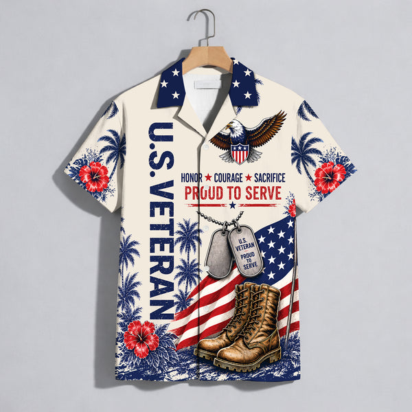 Patriotic US Veteran Hawaiian Shirt - Military Pride Gift For Men