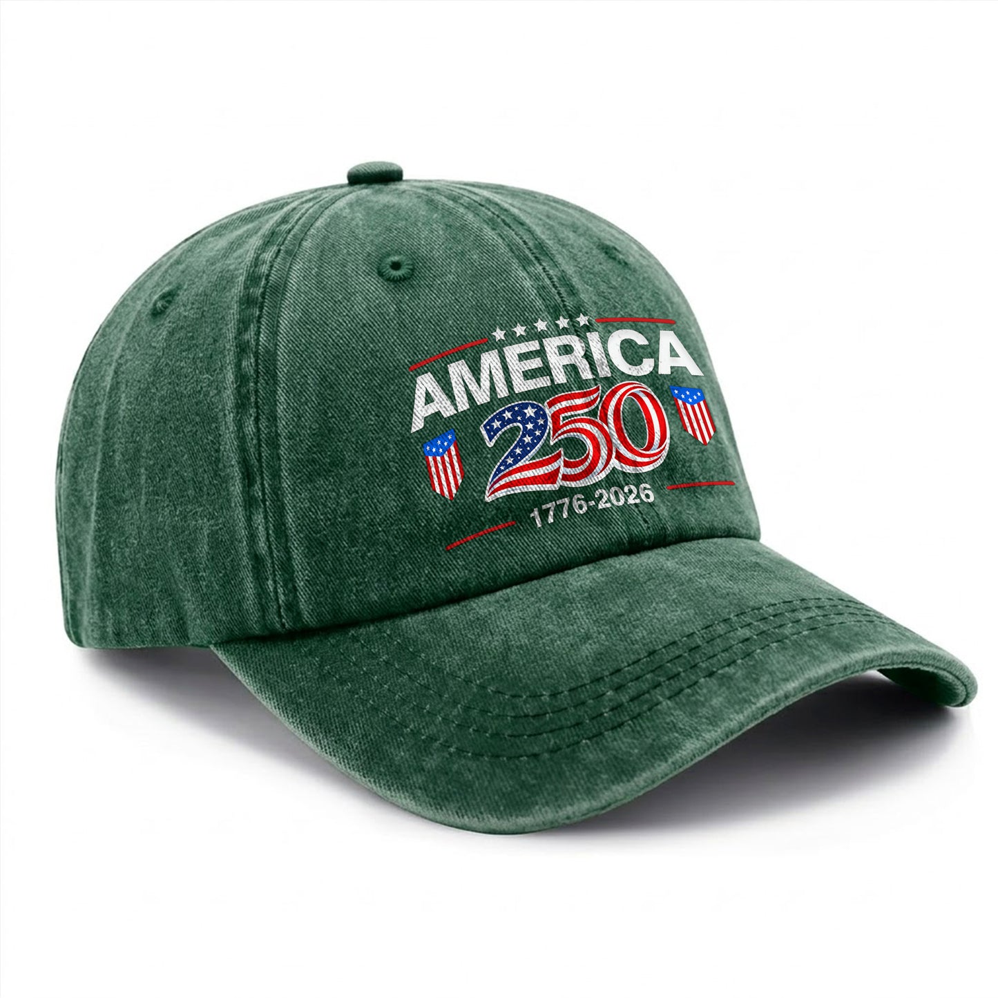 America 250 1776-2026 Printed Vintage Washed Baseball Cap | 250th Anniversary Hat