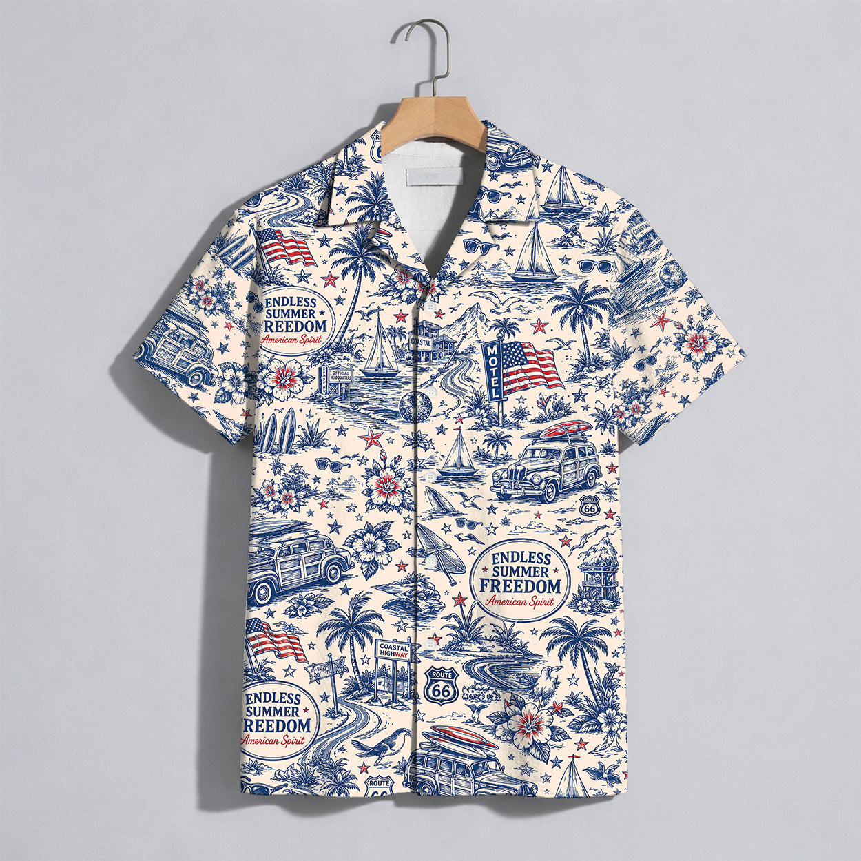 Route 66 Coastal Highway Vintage Hawaiian Shirt - Unisex Aloha Shirt