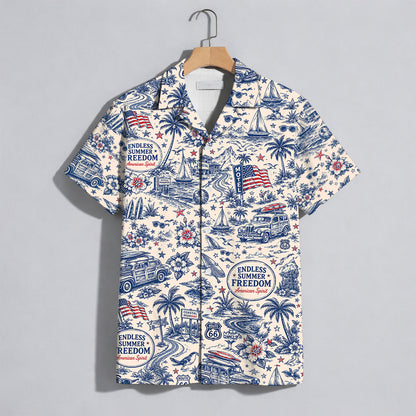 Route 66 Coastal Highway Vintage Hawaiian Shirt - Unisex Aloha Shirt