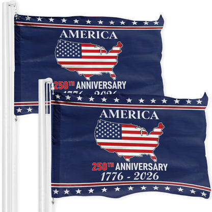 American Flag 250th Anniversary Flag – Historical USA Map and Stars Design