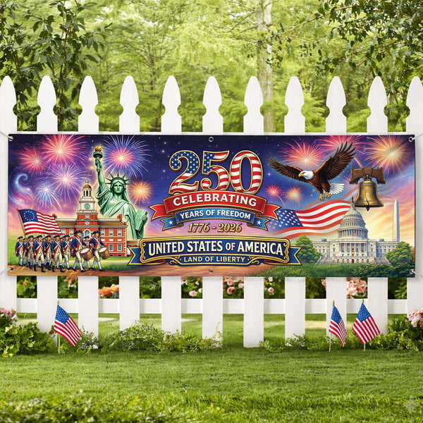 250th Anniversary USA Banner – Patriotic Freedom Celebration Flag 1776-2026 for Family