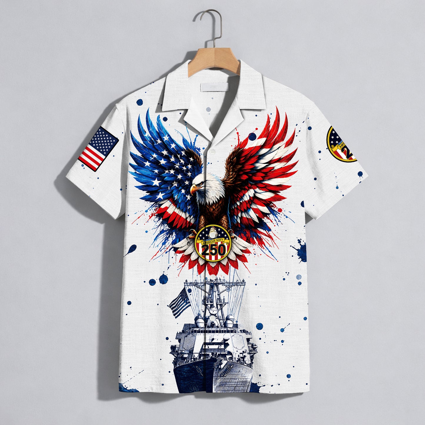 Navy Patriotic Eagle 250th Anniversary - USA Hawaiian Shirt