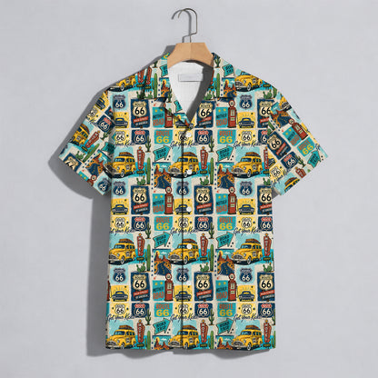Route 66 Get Your Kicks Classic Car Vintage Unisex Hawaiian Shirt