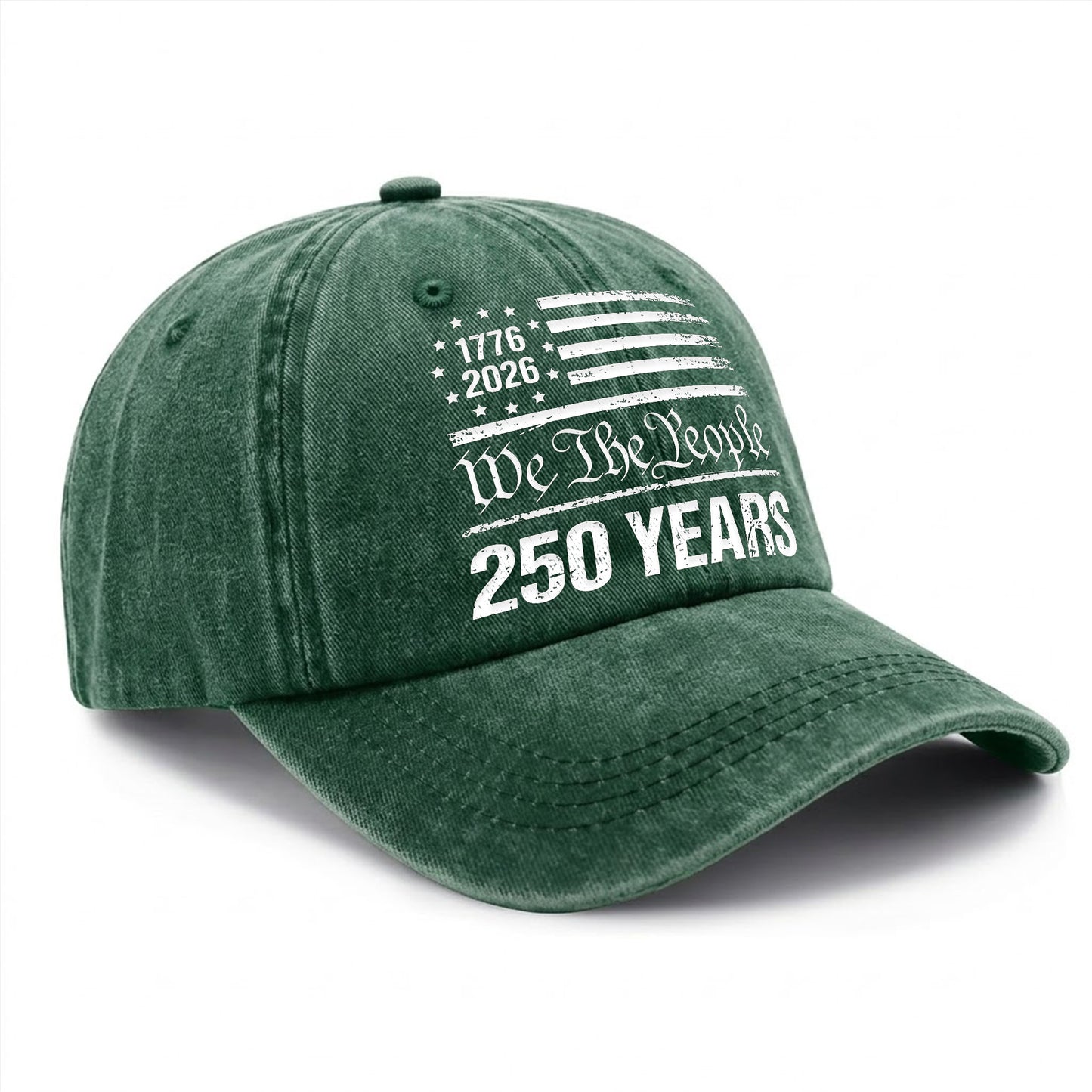 We The People 250 Years Printed Vintage Washed Baseball Cap | 250th Anniversary Hat