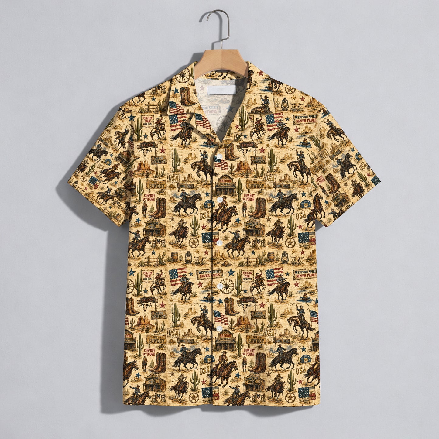 Vintage Western Spirit Cowboy Hawaiian Shirt - Aloha Top