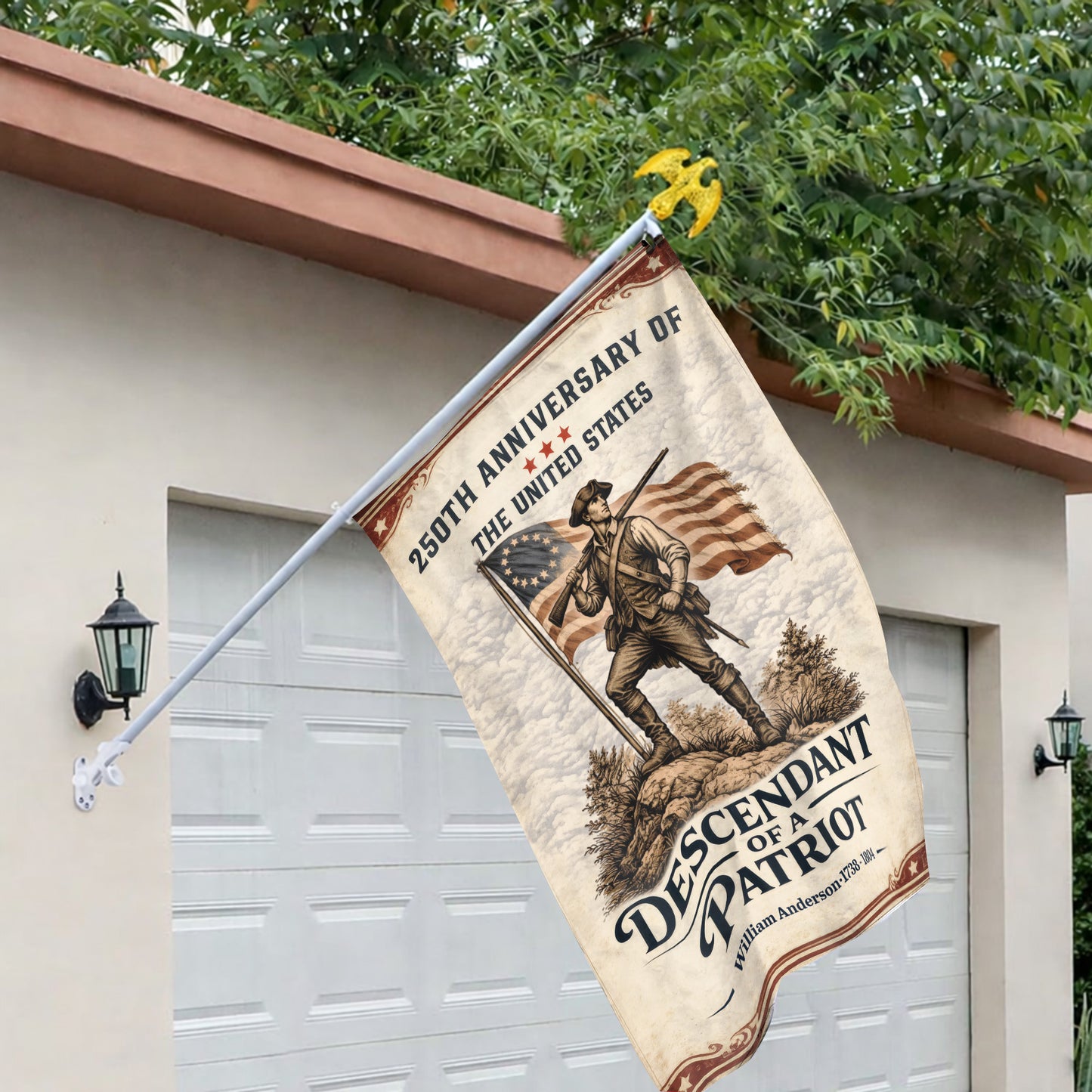 USA 250th Anniversary Flag – Personalized with 'Descendant of a Patriot' 1776-2026