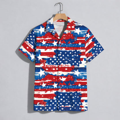 Patriotic American Flag Hawaiian Shirt - Distressed USA Aloha Shirt