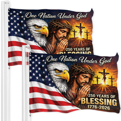 250 Years Of Blessing America Flag, One Nation Under God Grommet Flag
