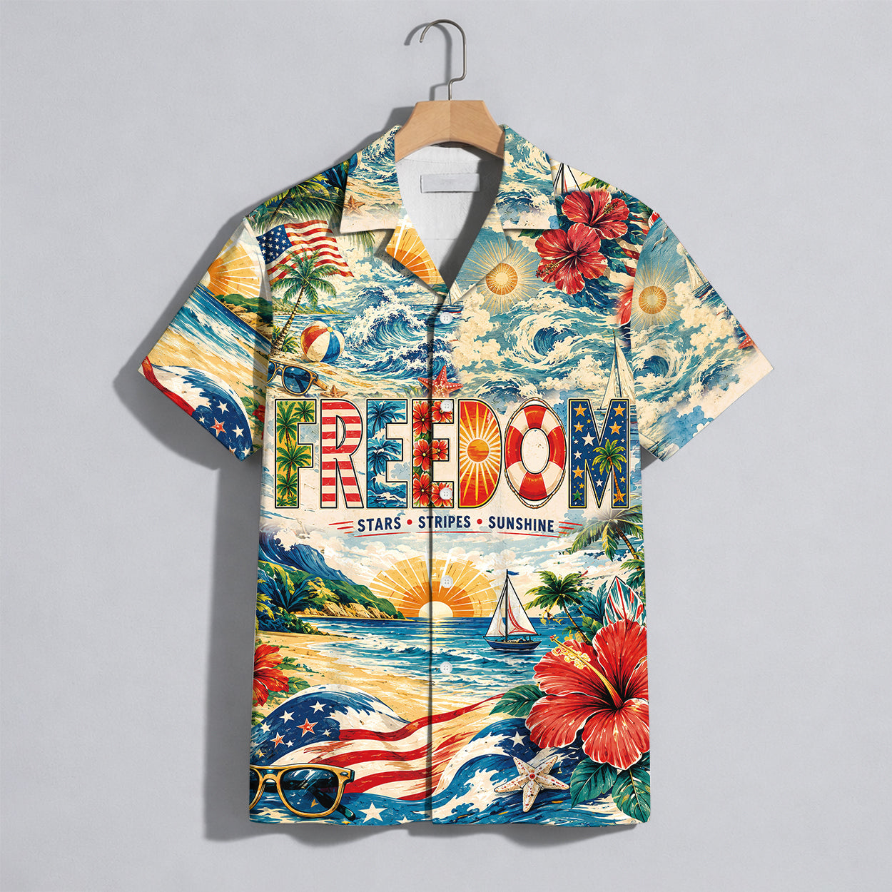 Freedom Ride The Waves Surfing Hawaiian Shirt - Beach Aloha Top