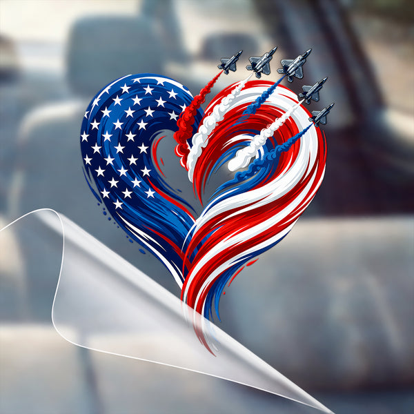 🔥 LIMITED TIME OFFER - Fighter Jets Heart Flag USA 250th Anniversary High Quality UV DTF 3D Decal