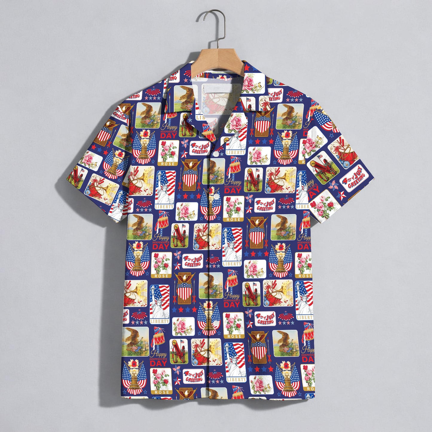 Vintage 4th of July Postcard Hawaiian Shirt - Men's Aloha Top
