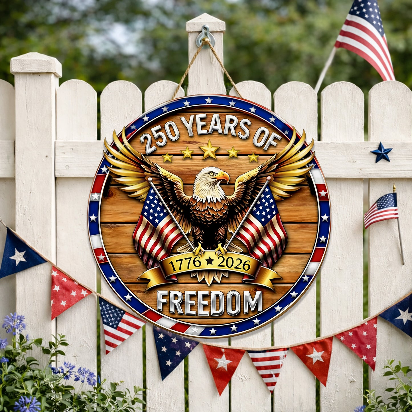 50th Anniversary Wood Sign Gift, American Eagle Patriotic Freedom Wall Decor