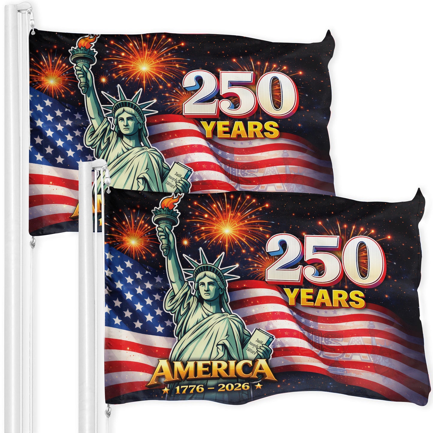 250th Anniversary Flag, America 250 Years 1776-2026 Patriotic Statue of Liberty