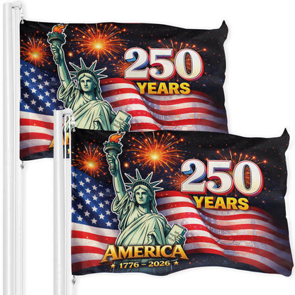250th Anniversary Flag, America 250 Years 1776-2026 Patriotic Statue of Liberty