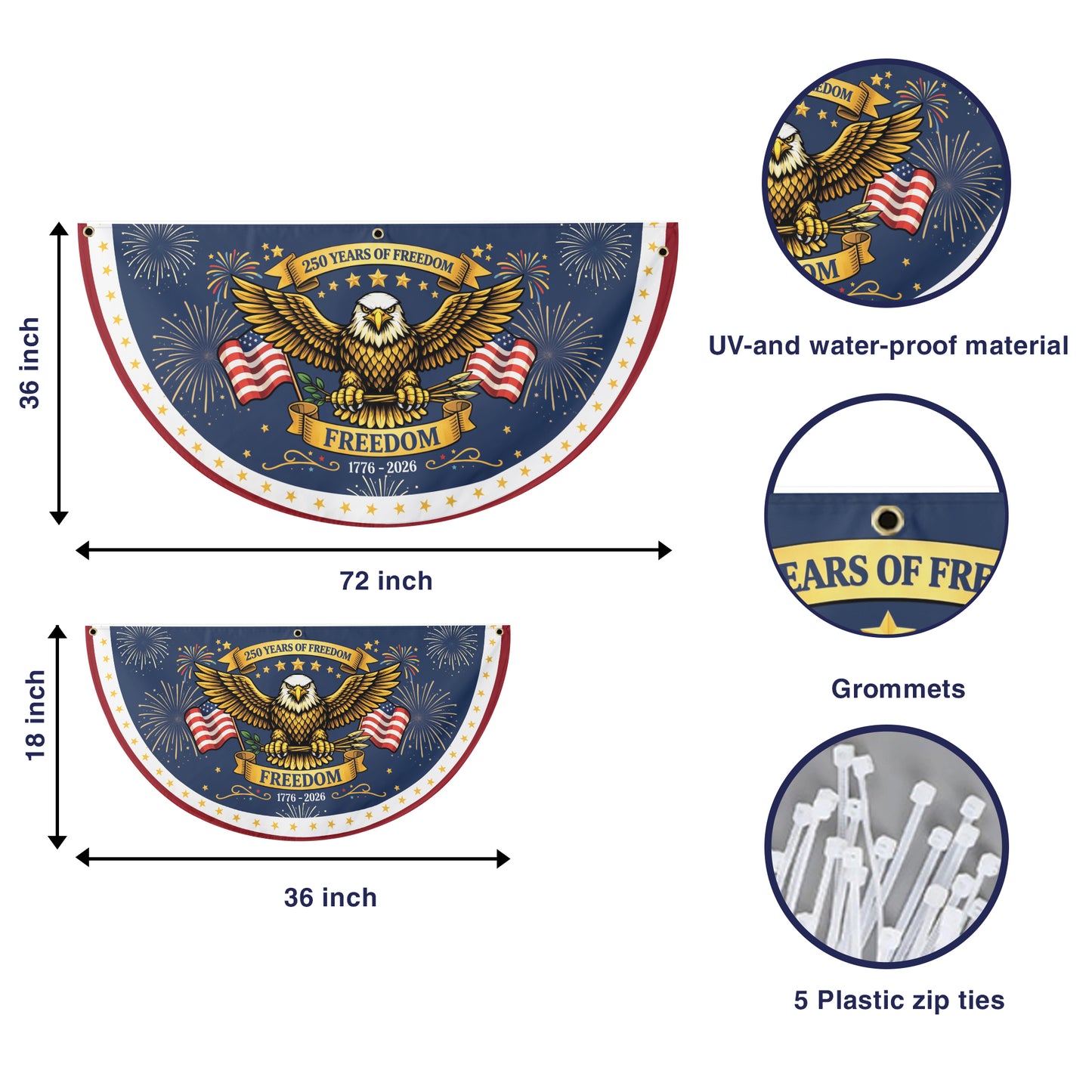 250th Anniversary Freedom Flag - American Eagle and Fireworks 1776-2026