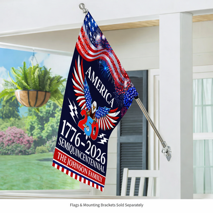Personalized American Flag 250th Anniversary 1776-2026 Patriotic Eagle Fireworks Semiquincentennial