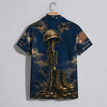 American Veteran Always Earned Hawaiian Shirt - Patriotic Shirt