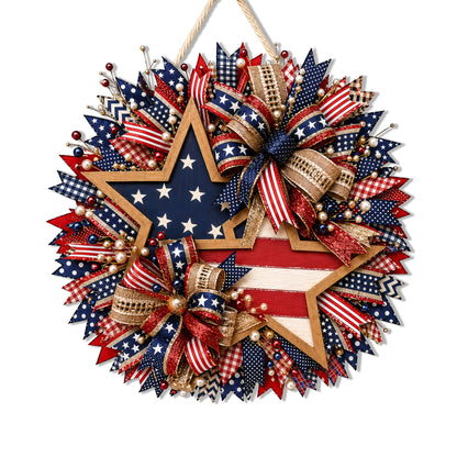 American 250th Patriotic Wood Sign – USA Flag Star Front Door Decor 1776–2026