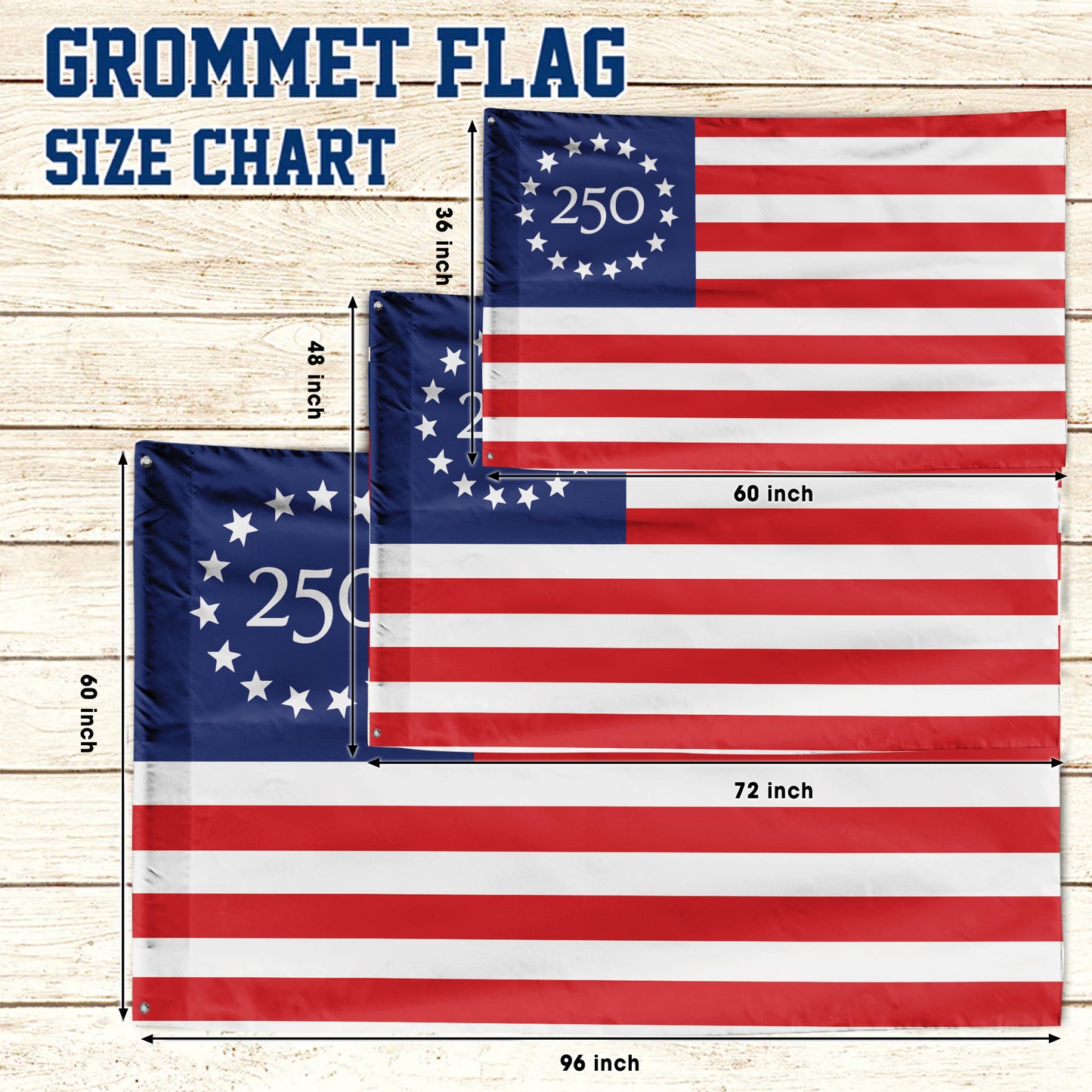 250th Anniversary American Flag, Betsy Ross 250 Patriotic USA