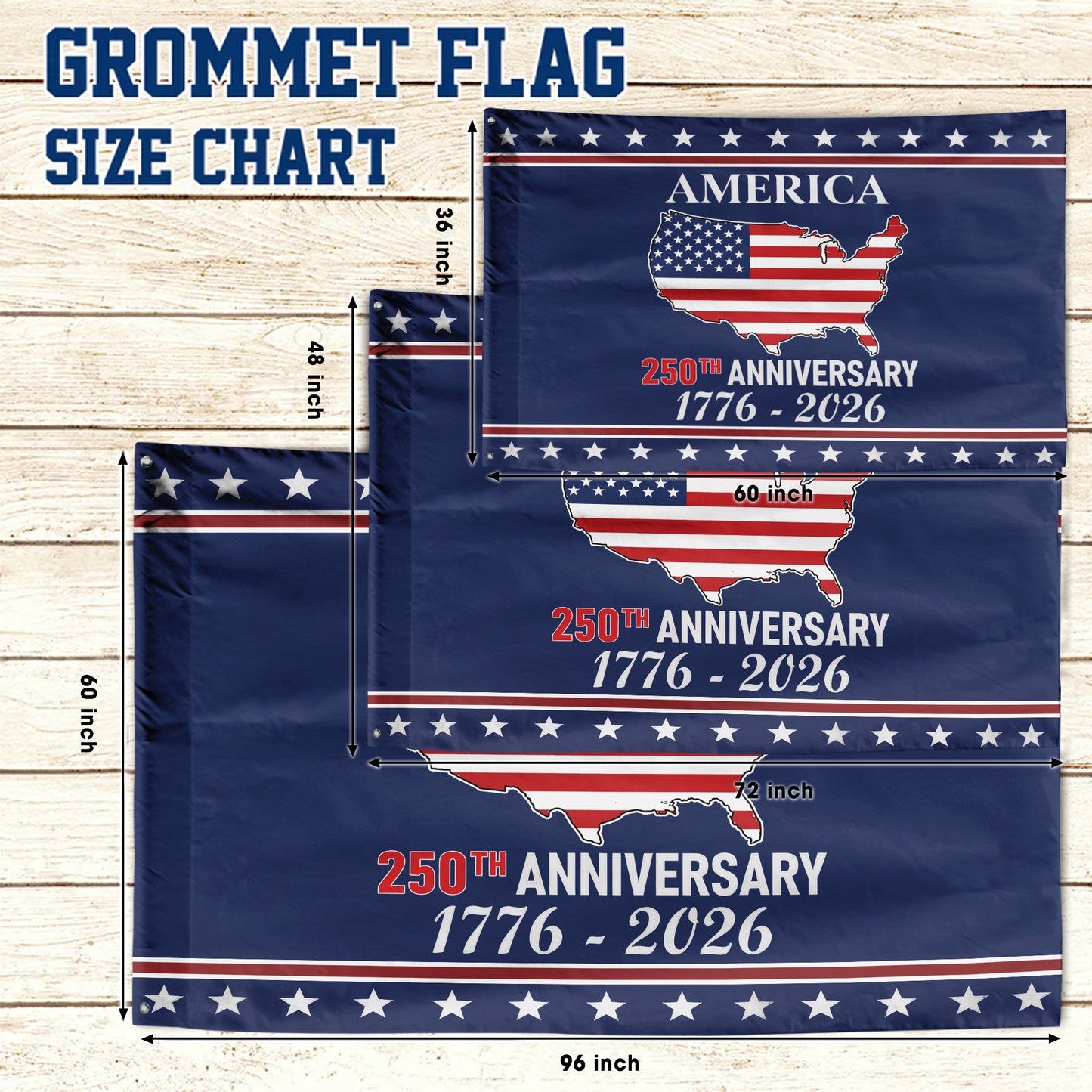 American Flag 250th Anniversary Flag – Historical USA Map and Stars Design