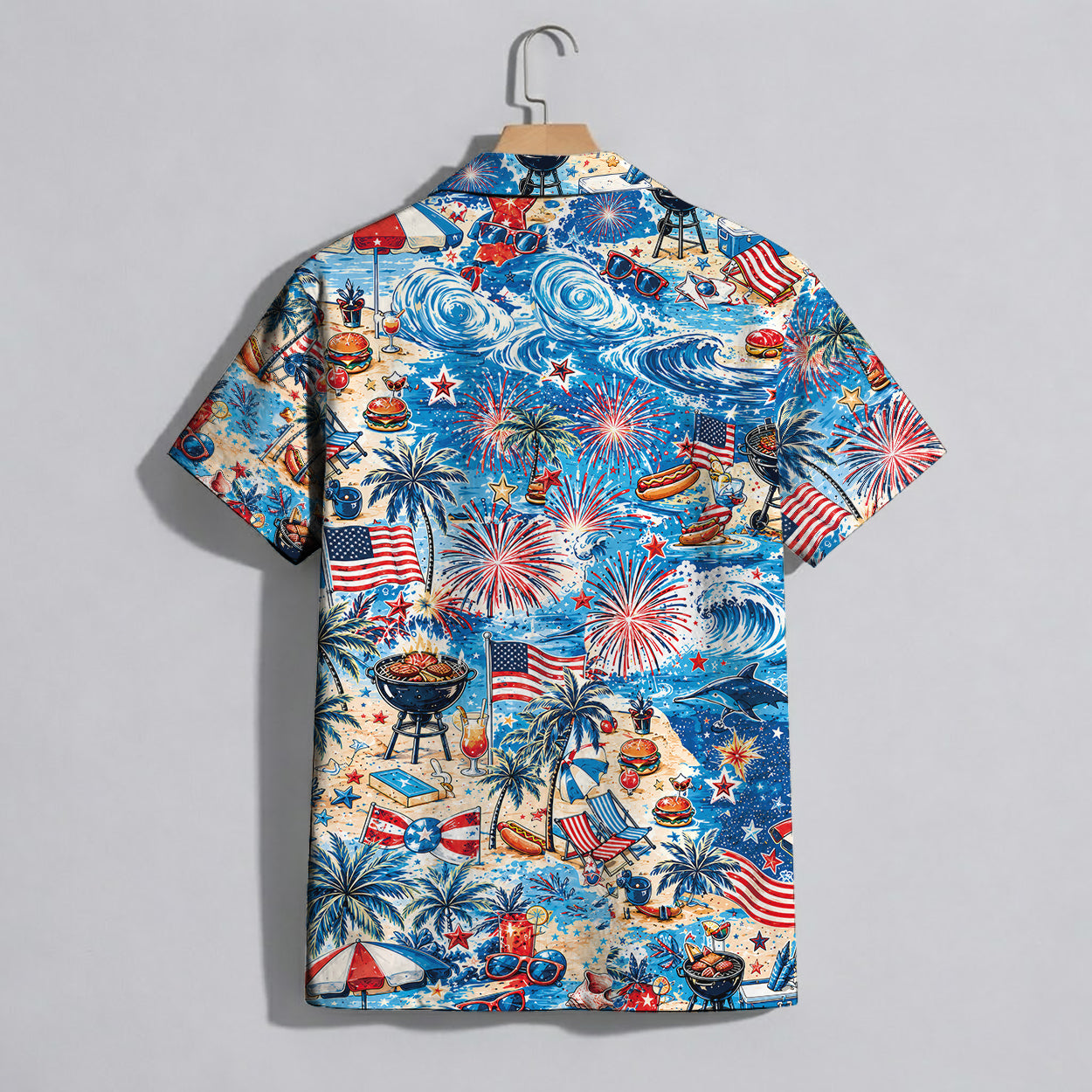 4th of July BBQ Fireworks Hawaiian Shirt - Men's Aloha Top