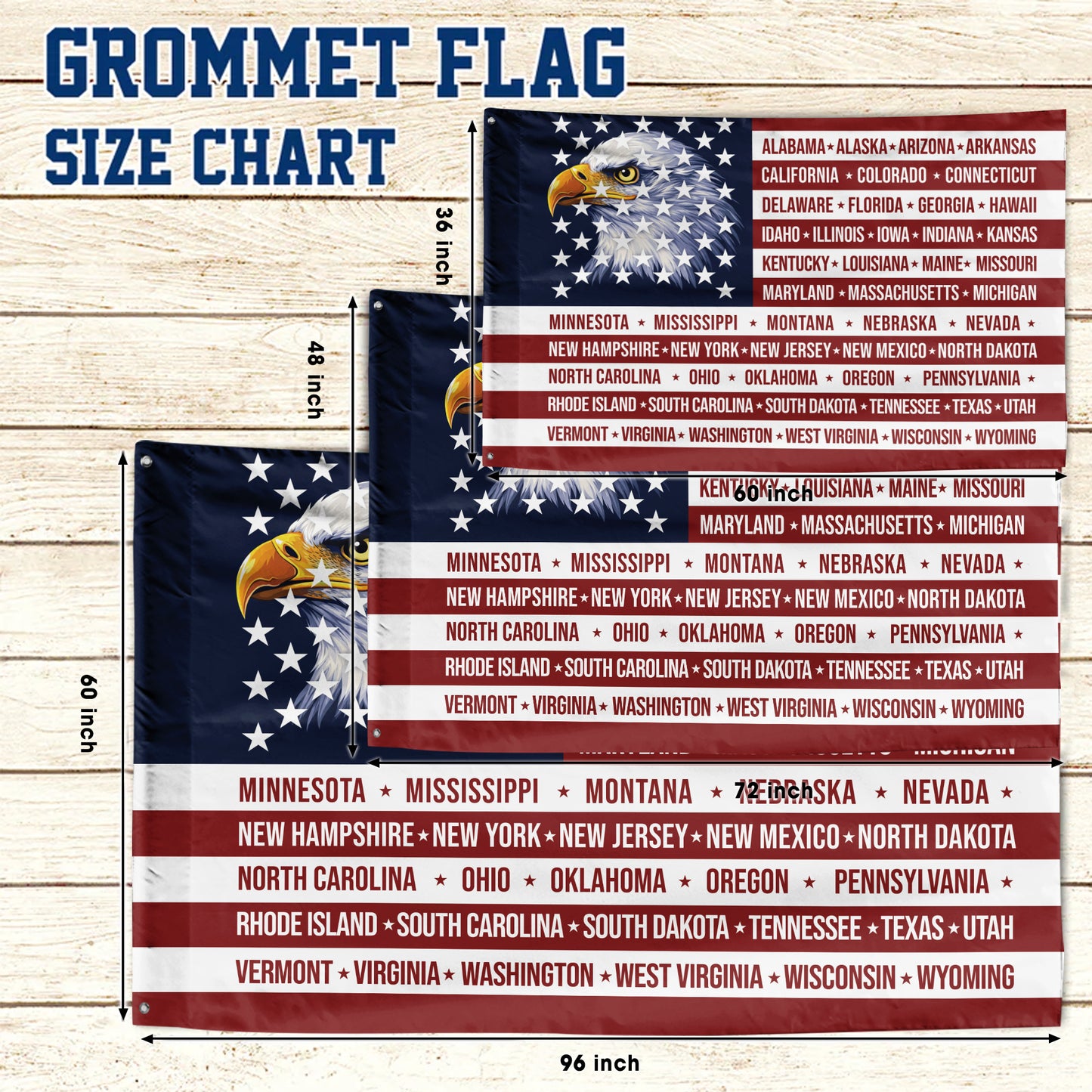 American Flag 250th Anniversary, Bald Eagle 50 States Patriotic USA