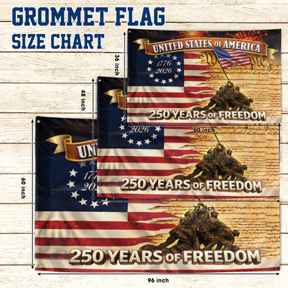 250 Years of Freedom USA Flag – 1776-2026 Patriotic American Flag, 250th Anniversary Flag Design