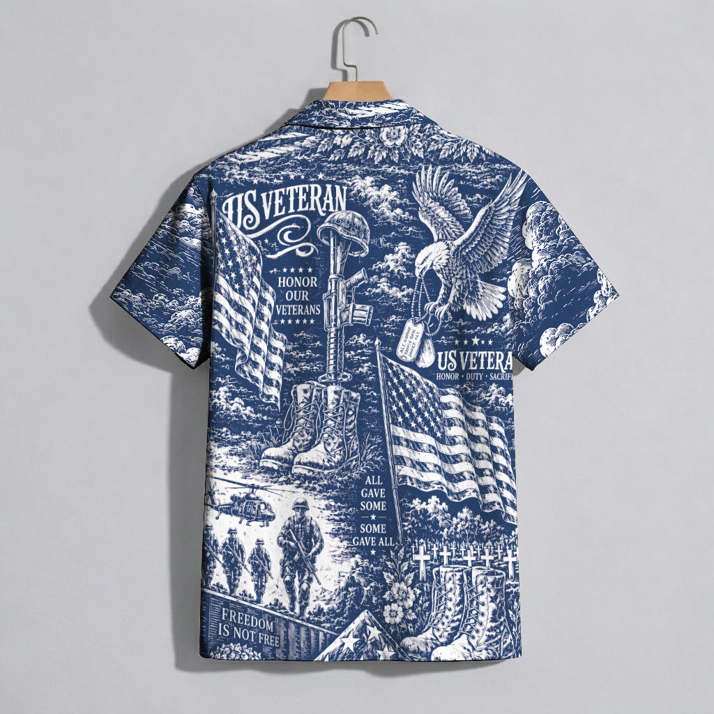 Vintage US Veteran Hawaiian Shirt - Honor Our Veterans Shirt