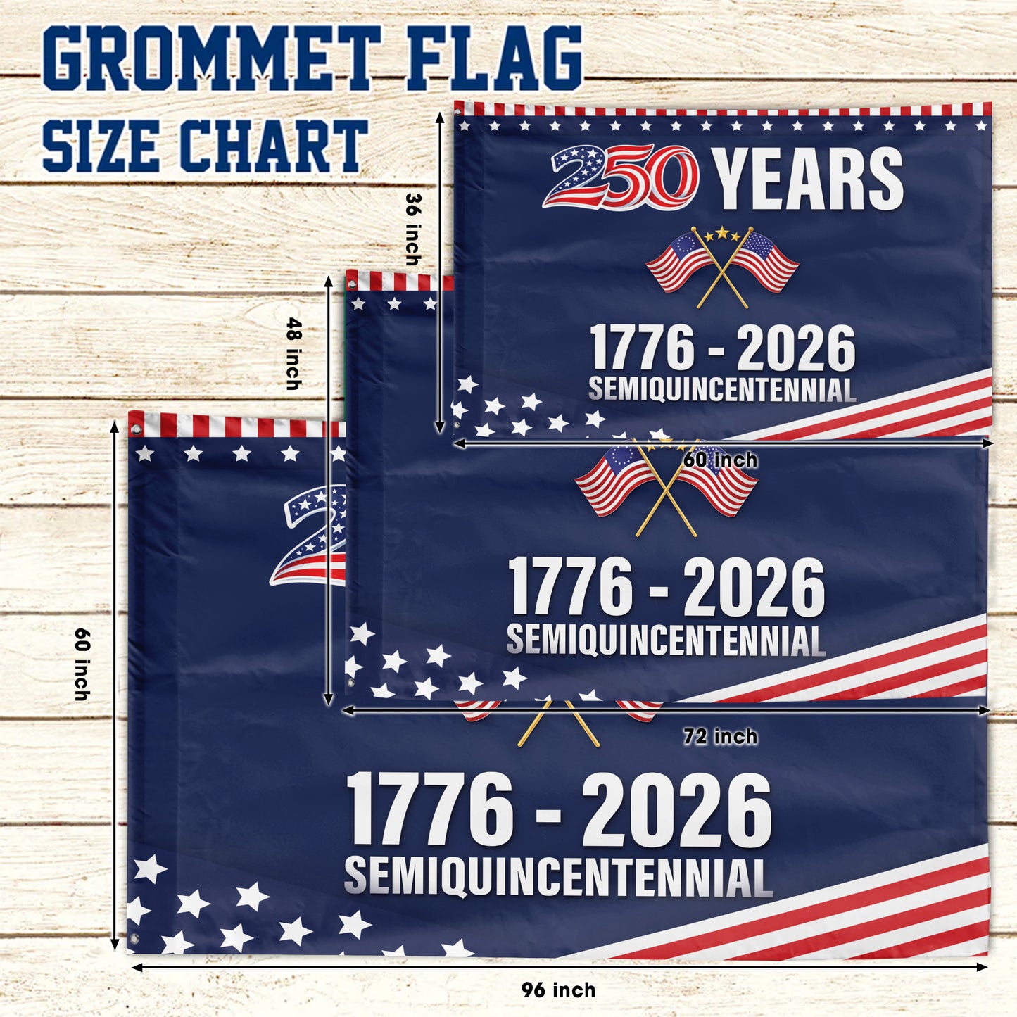 American Flag 250th Anniversary 1776-2026 Patriotic USA Semiquincentennial Flag