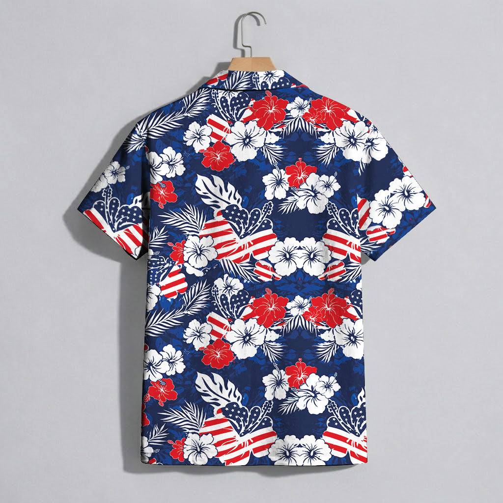 Patriotic Hawaiian Floral 250th Anniversary American Flag Hawaiian Shirt