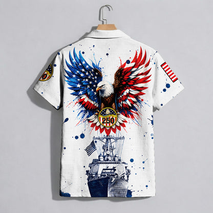 Navy Patriotic Eagle 250th Anniversary - USA Hawaiian Shirt