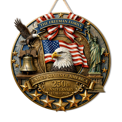 Personalized 250th Anniversary Custom Wood Sign Gift for Family 1776-2026 Patriotic Decor