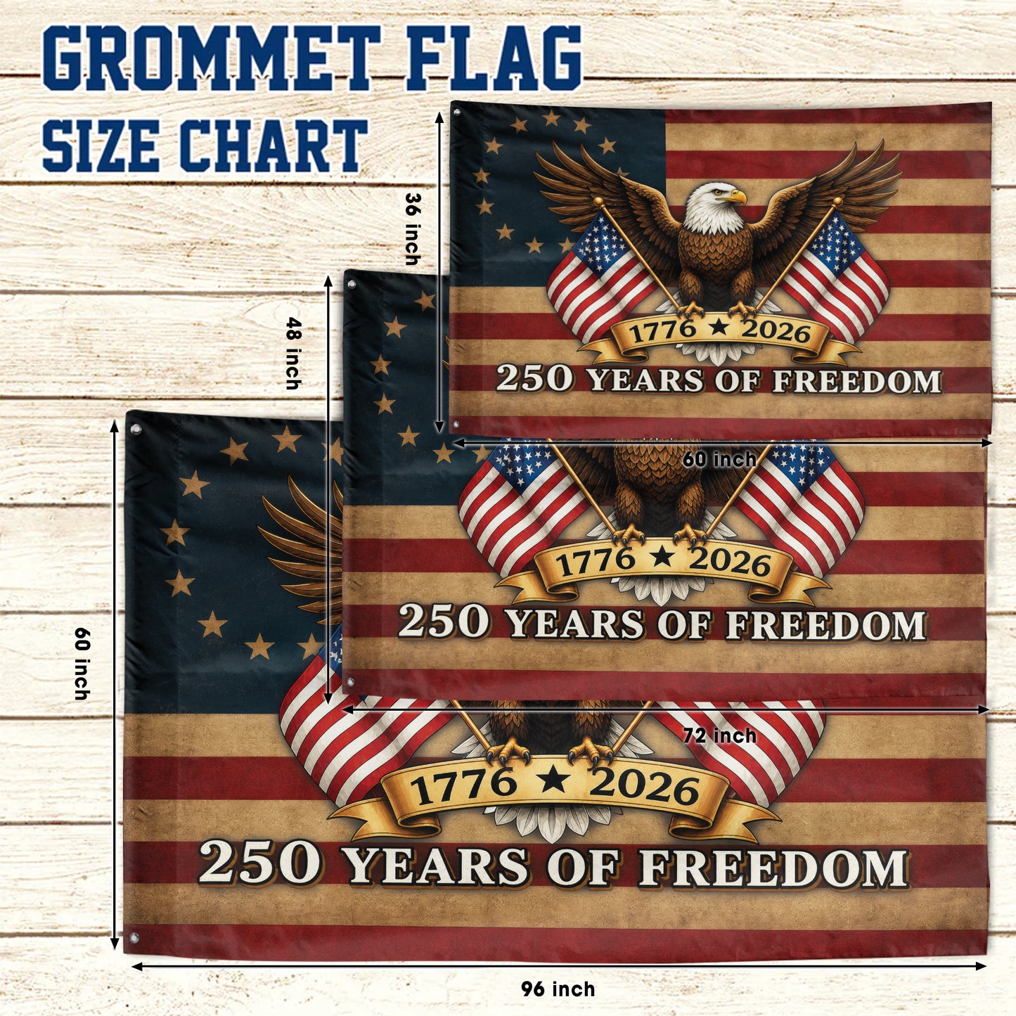 American Eagle 250 Years of Freedom Flag - USA 250th Anniversary 1776-2026 House Flag