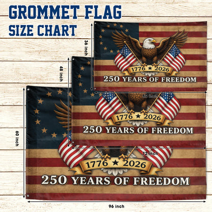 American Eagle 250 Years of Freedom Flag - USA 250th Anniversary 1776-2026 House Flag