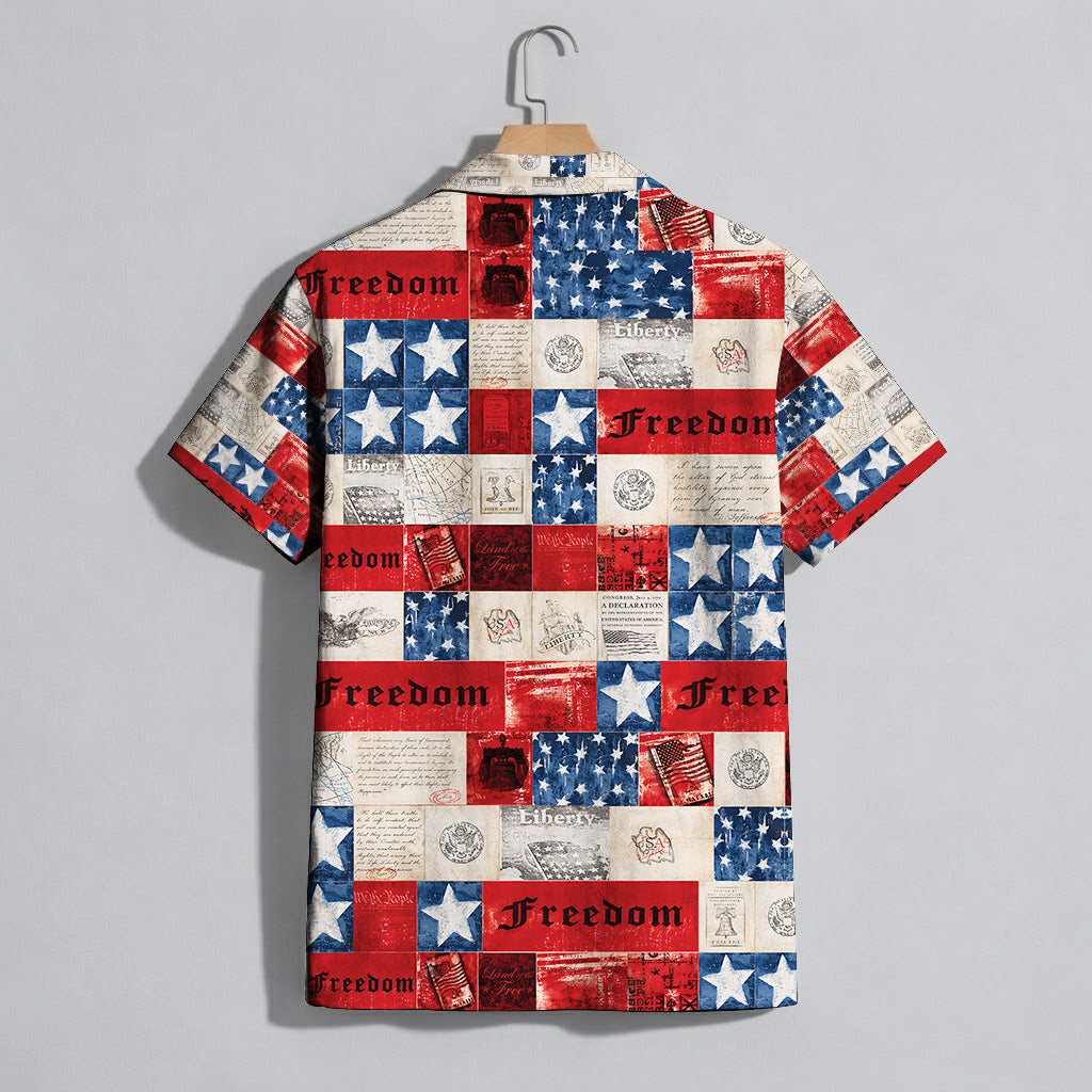 Patriotic Freedom Liberty Hawaiian Shirt - Vintage USA Aloha Shirt