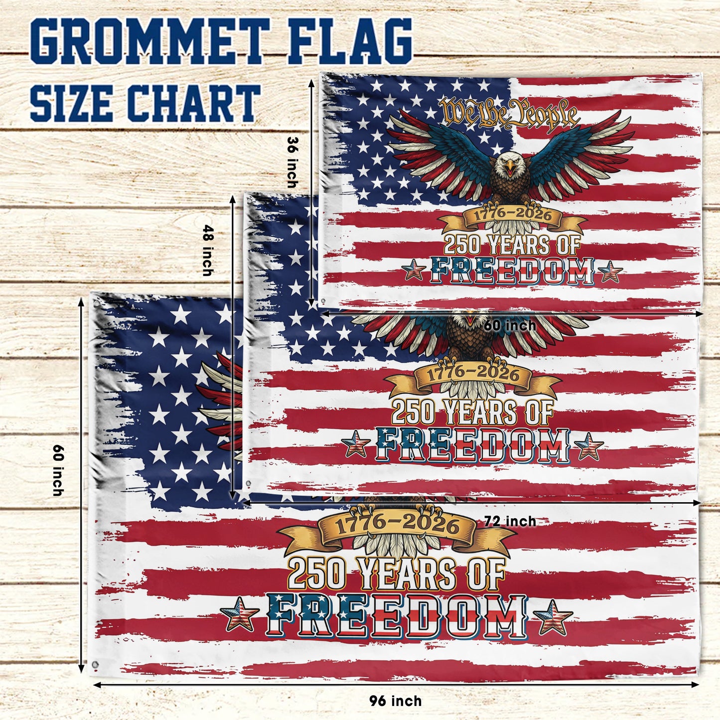 USA 250th Anniversary Flag – We The People with Eagle & Freedom Design, 1776-2026