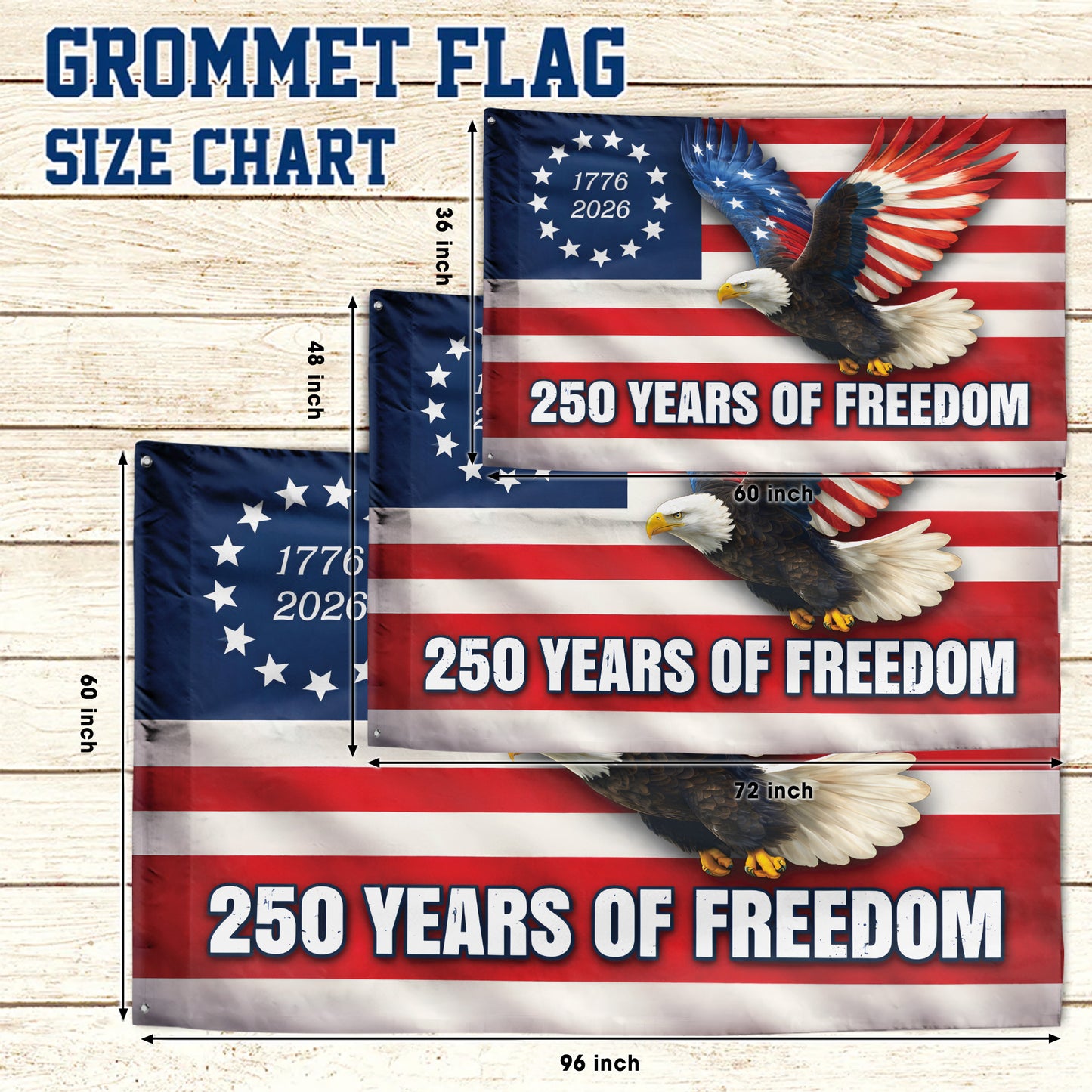 250 Years of Freedom Flag – USA 1776-2026 Eagle & Stars and Stripes Design