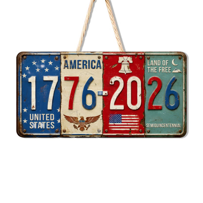 250th Anniversary USA Wood Sign – Rustic American Flag, Eagle, and Liberty Bell, Gift for Patriots