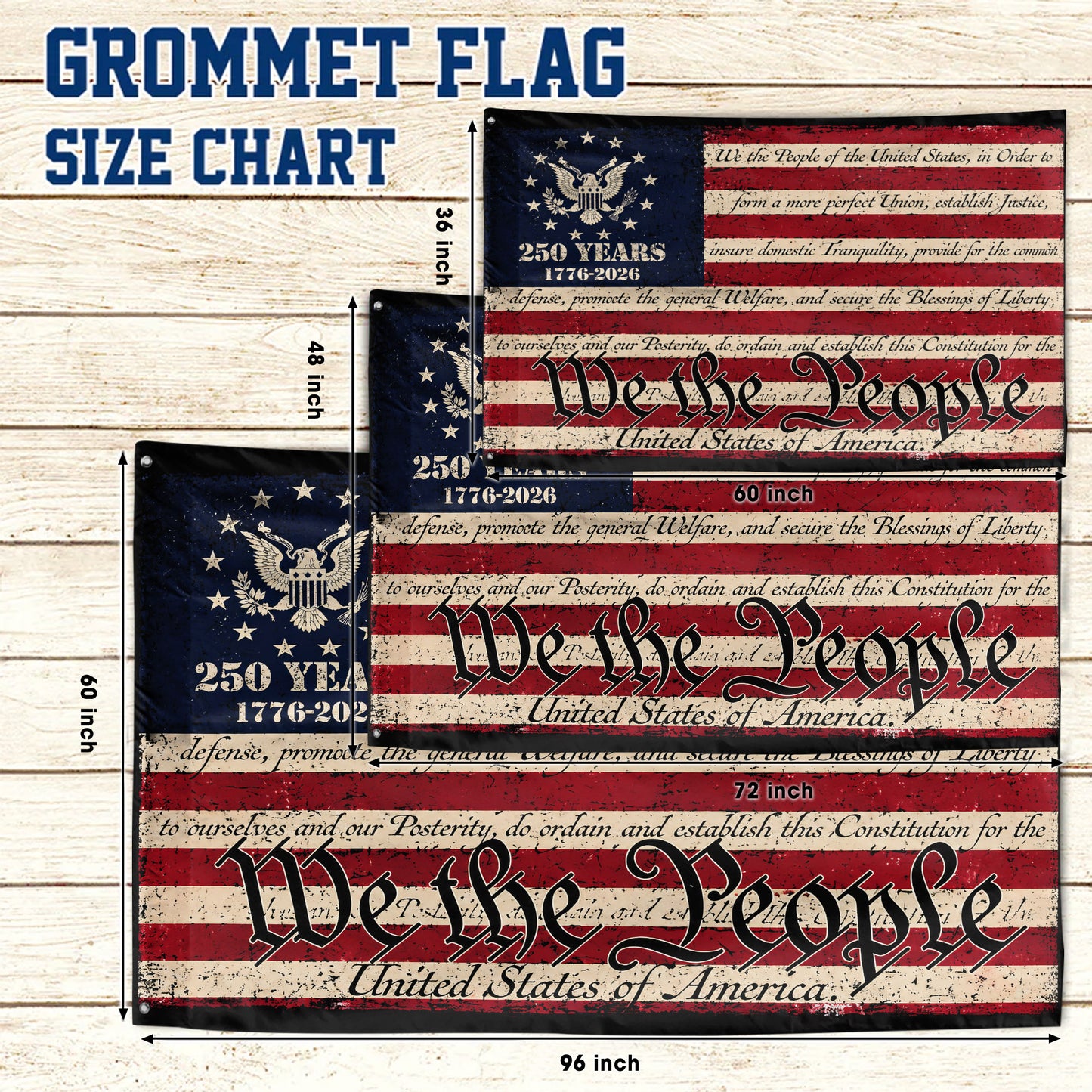 We The People Constitution Flag - USA 250th Anniversary 1776-2026 Vintage House Flag