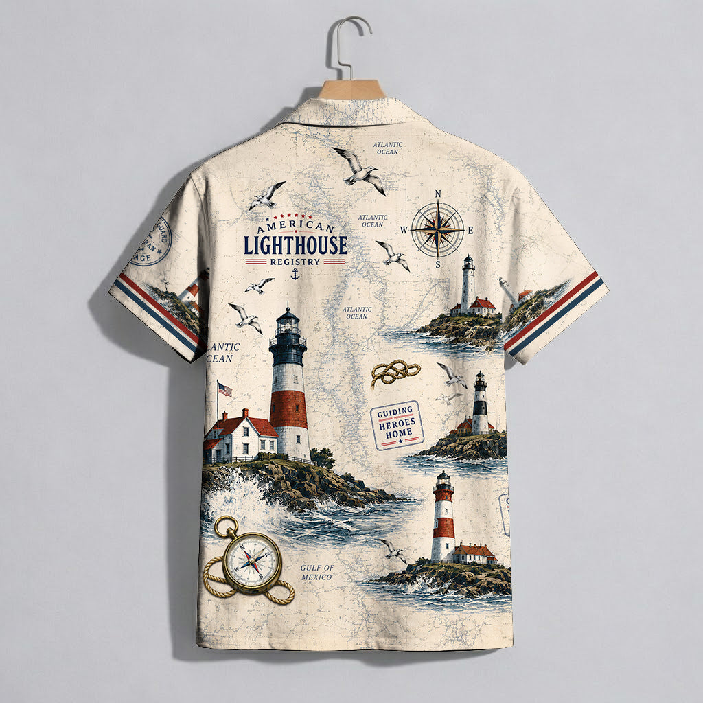 Still Standing The Watch Navy Hawaiian Shirt - Lighthouse Aloha Top
