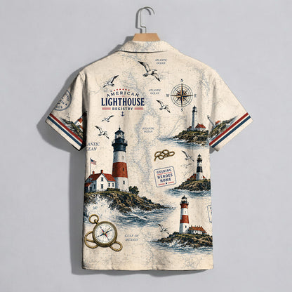 Still Standing The Watch Navy Hawaiian Shirt - Lighthouse Aloha Top