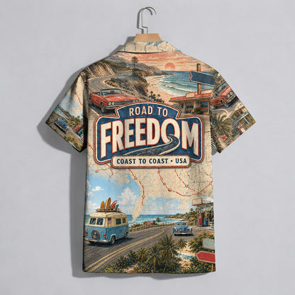 Coastal Highway Classic Car Vintage Unisex Hawaiian Shirt