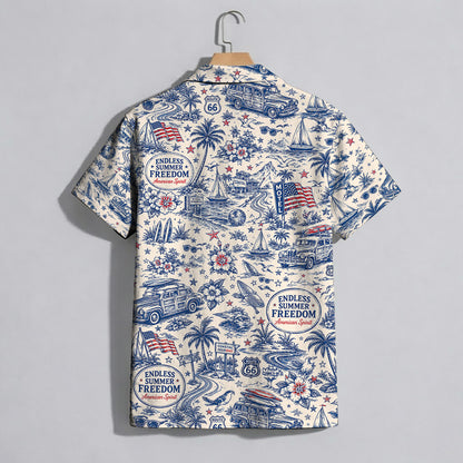Route 66 Coastal Highway Vintage Hawaiian Shirt - Unisex Aloha Shirt